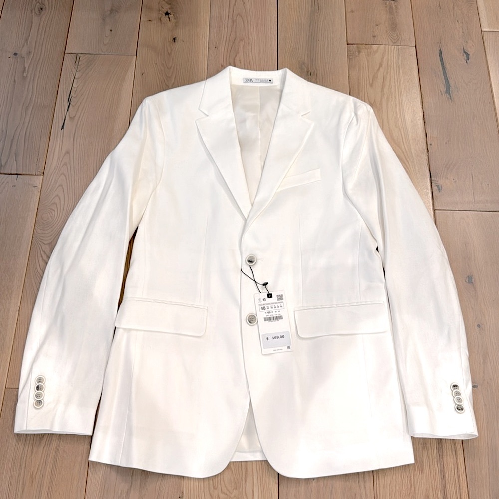 Zara linen blend white blazer